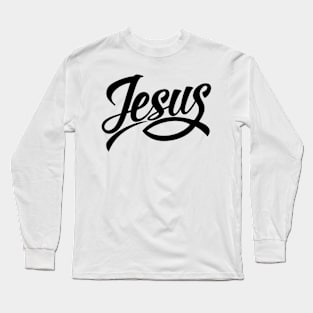 Lettering Jesus with the sign of the fish. Long Sleeve T-Shirt